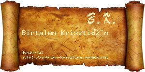 Birtalan Krisztián névjegykártya