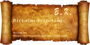 Birtalan Krisztián névjegykártya